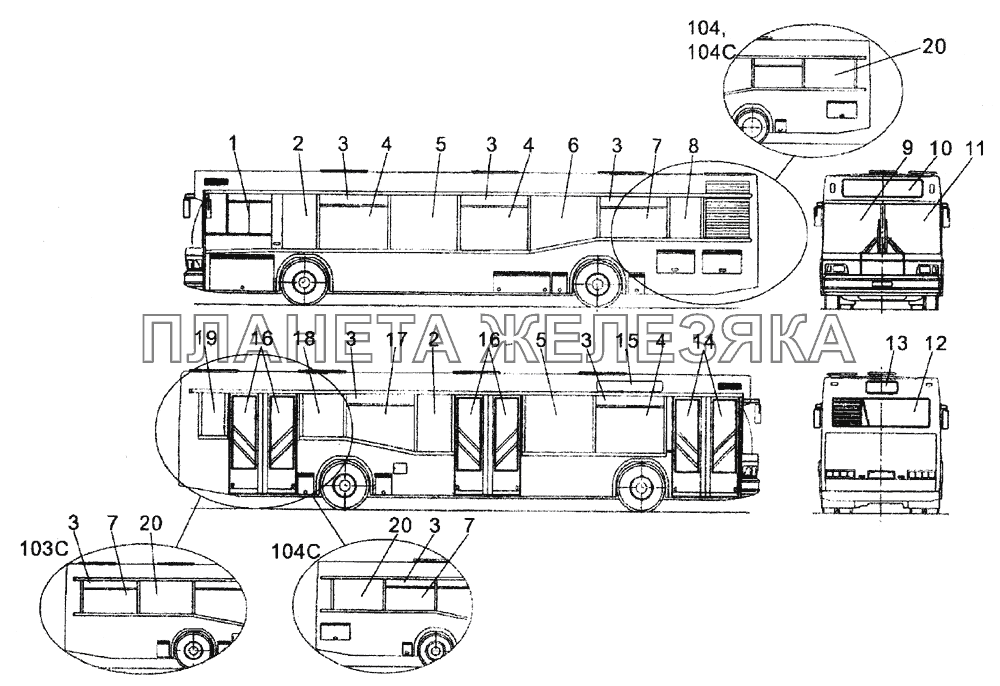 Установка стекол на МАЗ 103, МАЗ 103С, МАЗ 104, МАЗ 104С МАЗ-104С